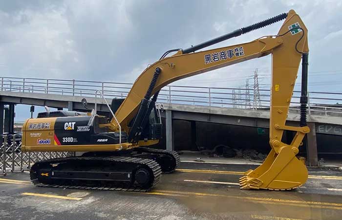 CAT 330 and CAT 320D excavators, showcasing UHD specs and various used options.