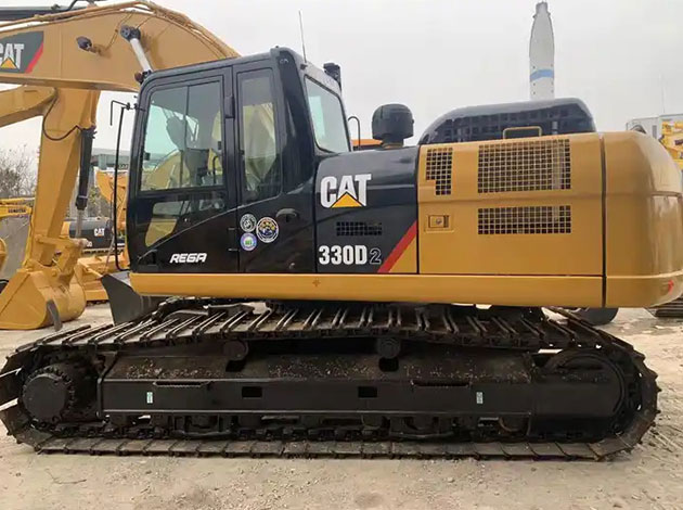 CAT 330 and CAT 320D excavators, showcasing UHD specs and various used options.